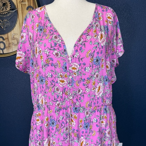 Proud Poppy "Eliza" Plus Size Pink Floral Ruffle Tiered Dress, Size 22 - Picture 3 of 9